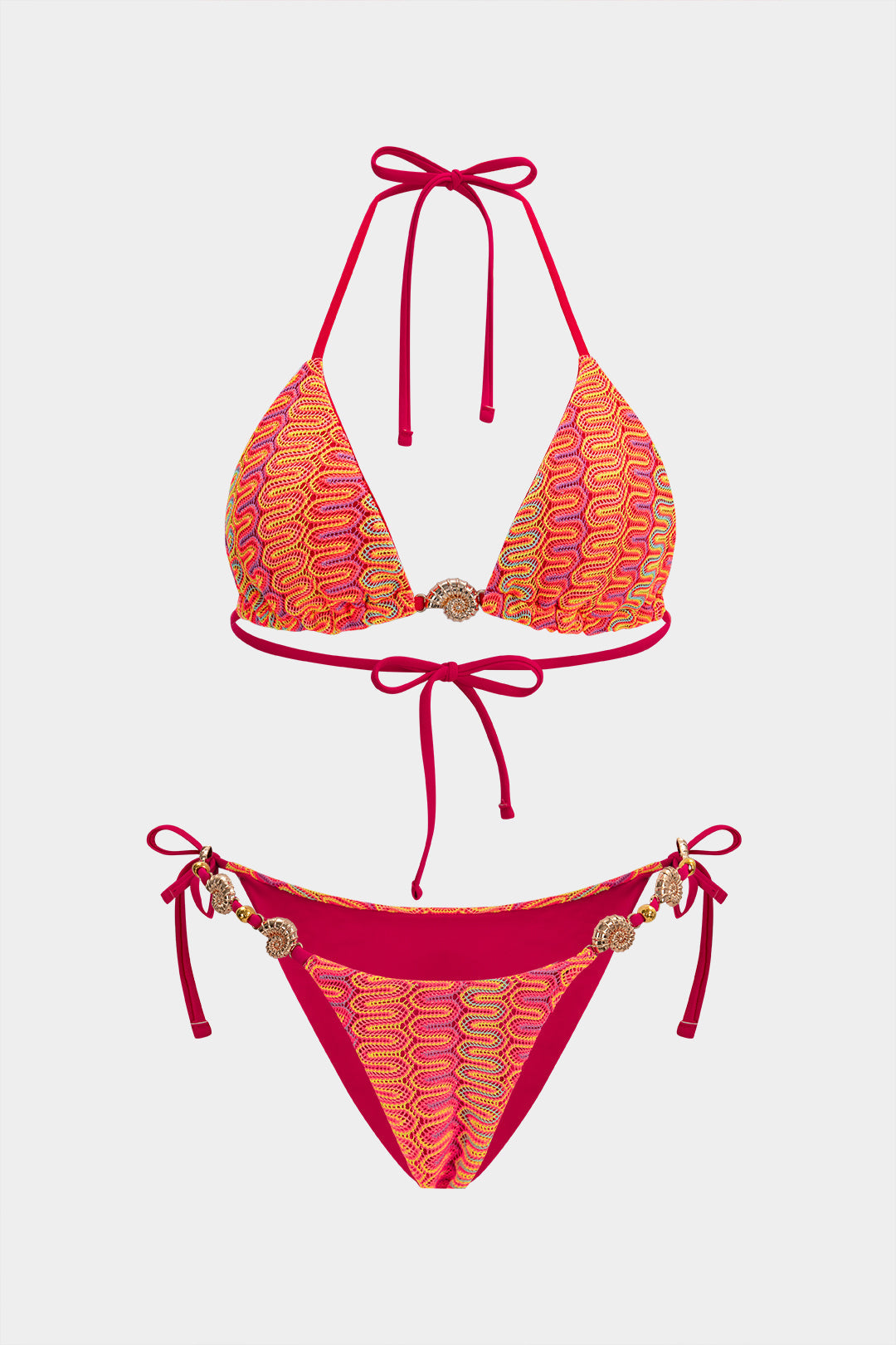 Bikini dwuczęściowe z geometrycznym metalicznym wzorem