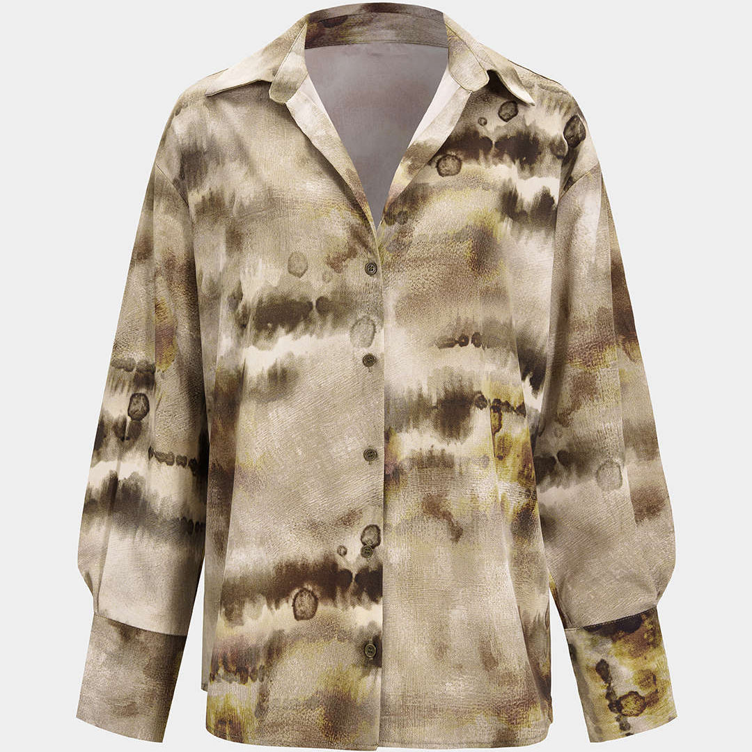 Koszula z długim rękawem z satyny z wzorem tie dye