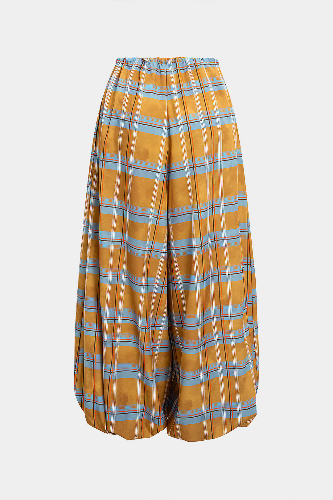 Spodnie bloomers w kratę z wiązaniem