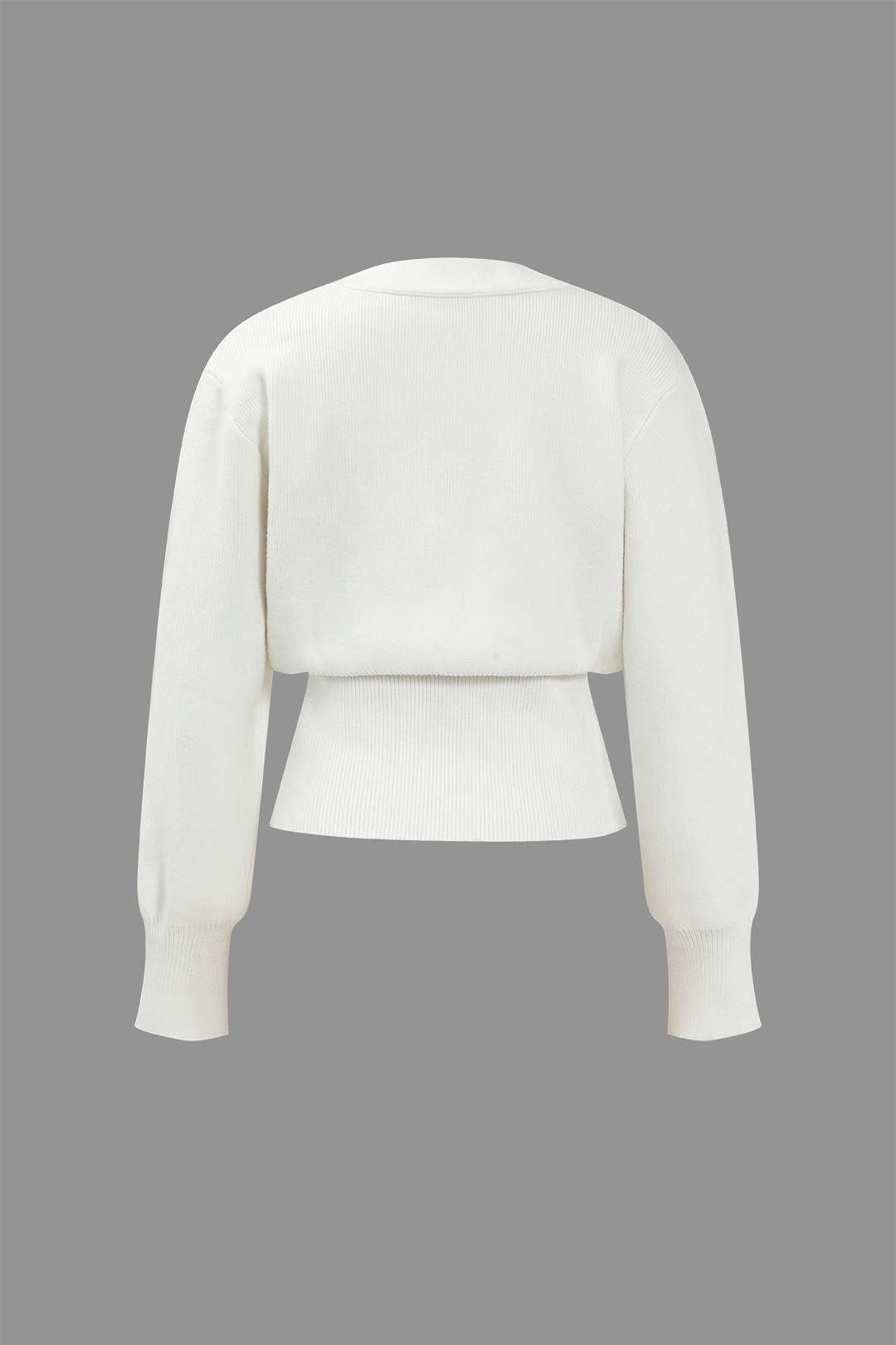 Sweter z dekoltem w serek i guzikami