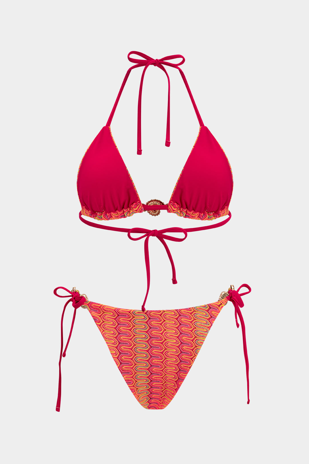 Bikini dwuczęściowe z geometrycznym metalicznym wzorem