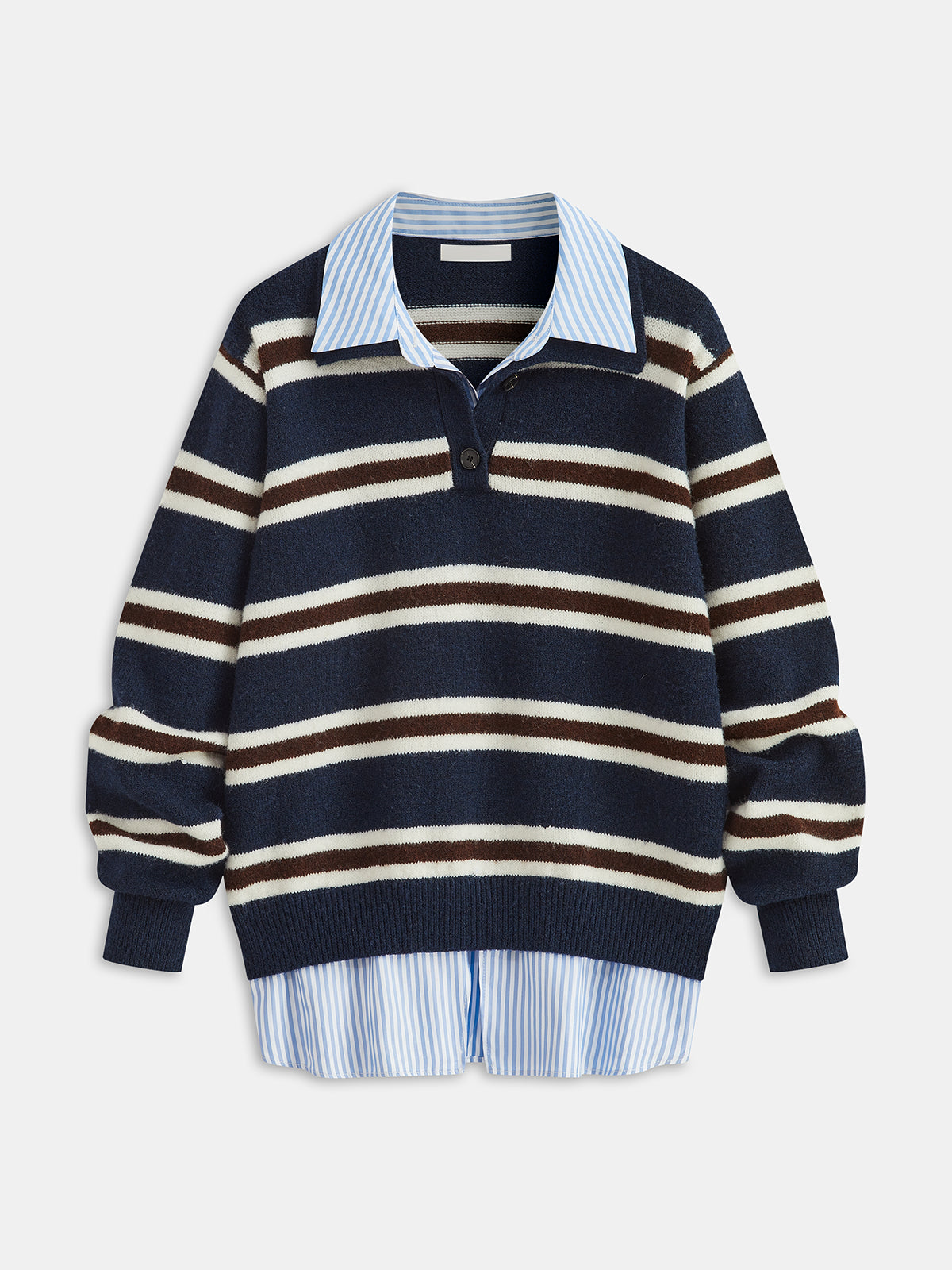 Pasiasty sweter polo z panelami