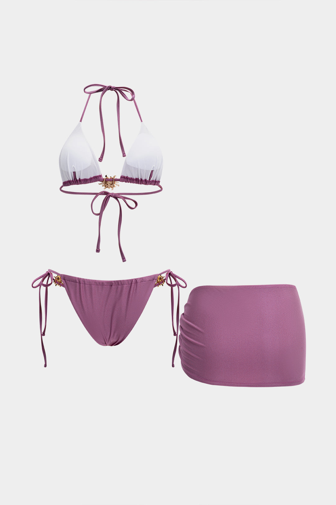 Bikini trzyczęściowe w metalicznym kolorze