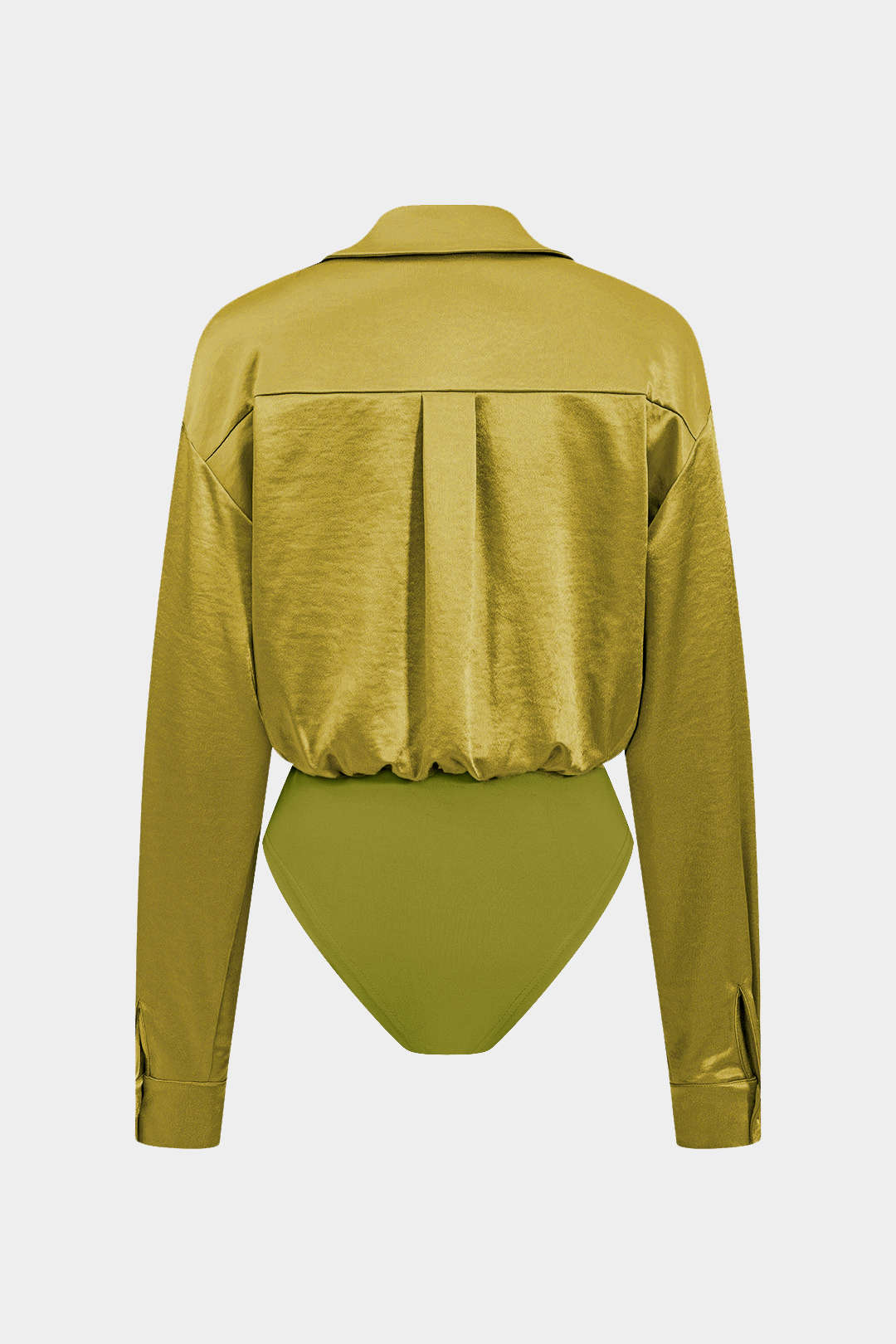 Patchworkowe body z satyny z długimi rękawami