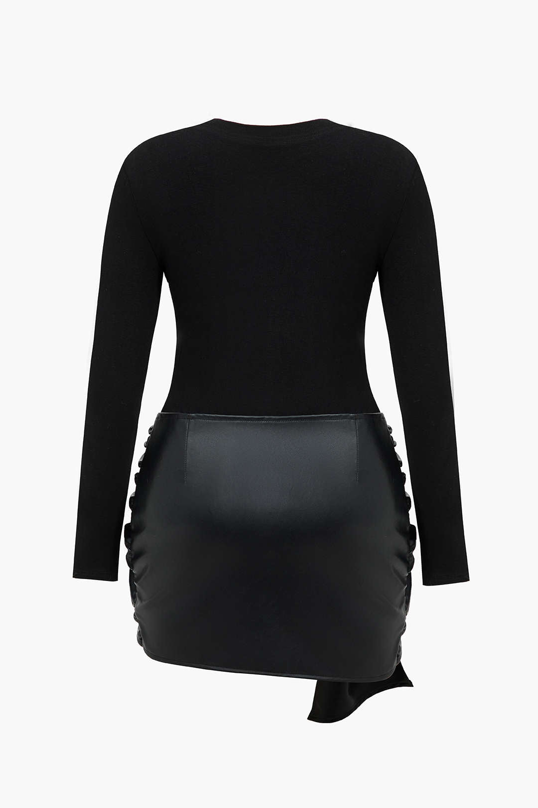 Mini sukienka plus size z ekoskóry i dzianiny