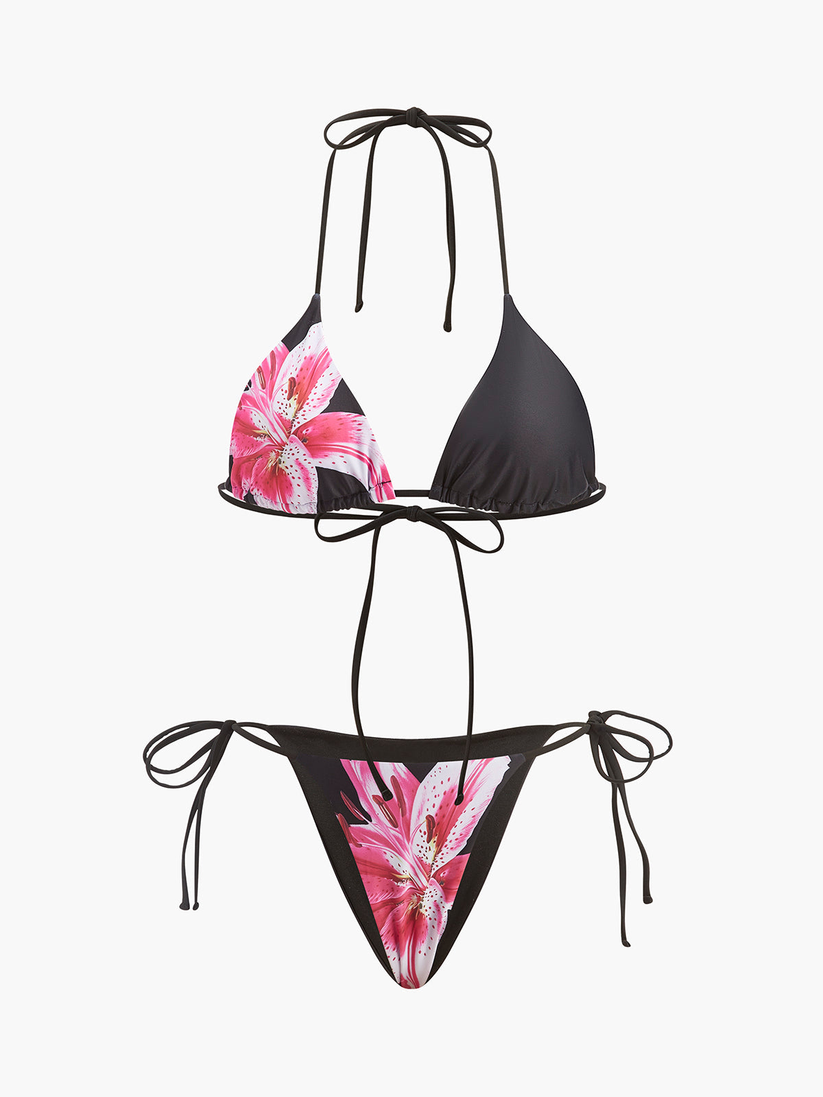 Kwiatowe bikini z siatkową spódniczką
