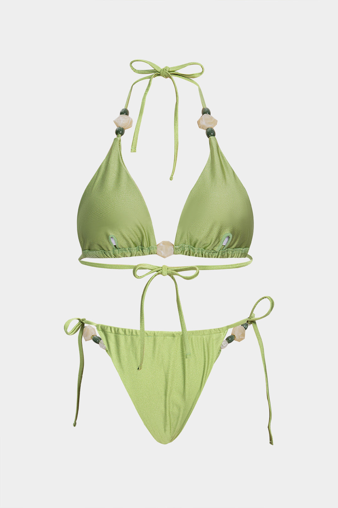 Bikini z koralikami i wiązaniem na szyi