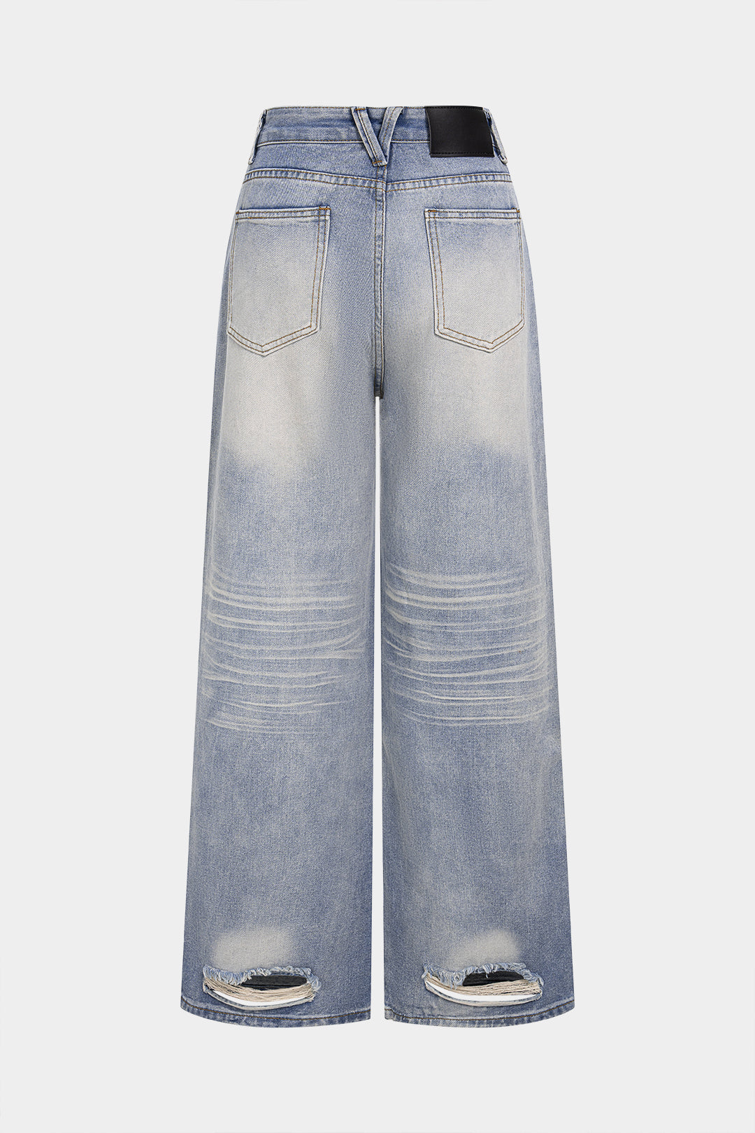 Proste jeansy z przetarciami z denimu