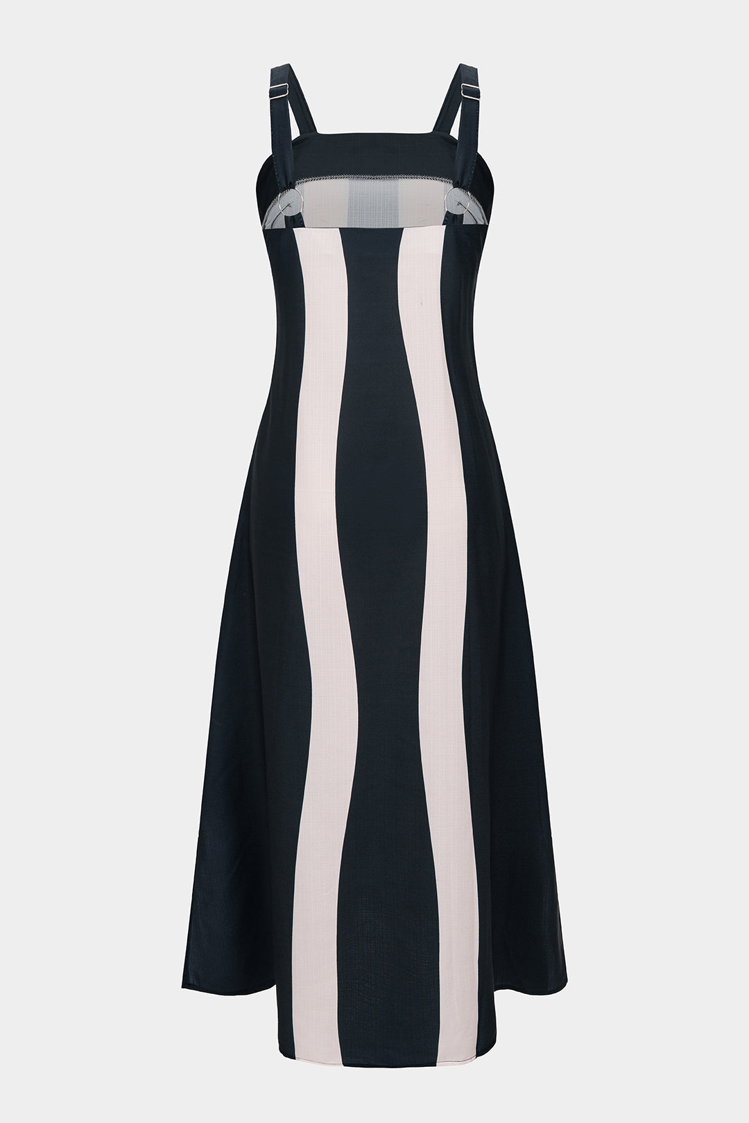 Kontrastowa sukienka midi bez rękawów