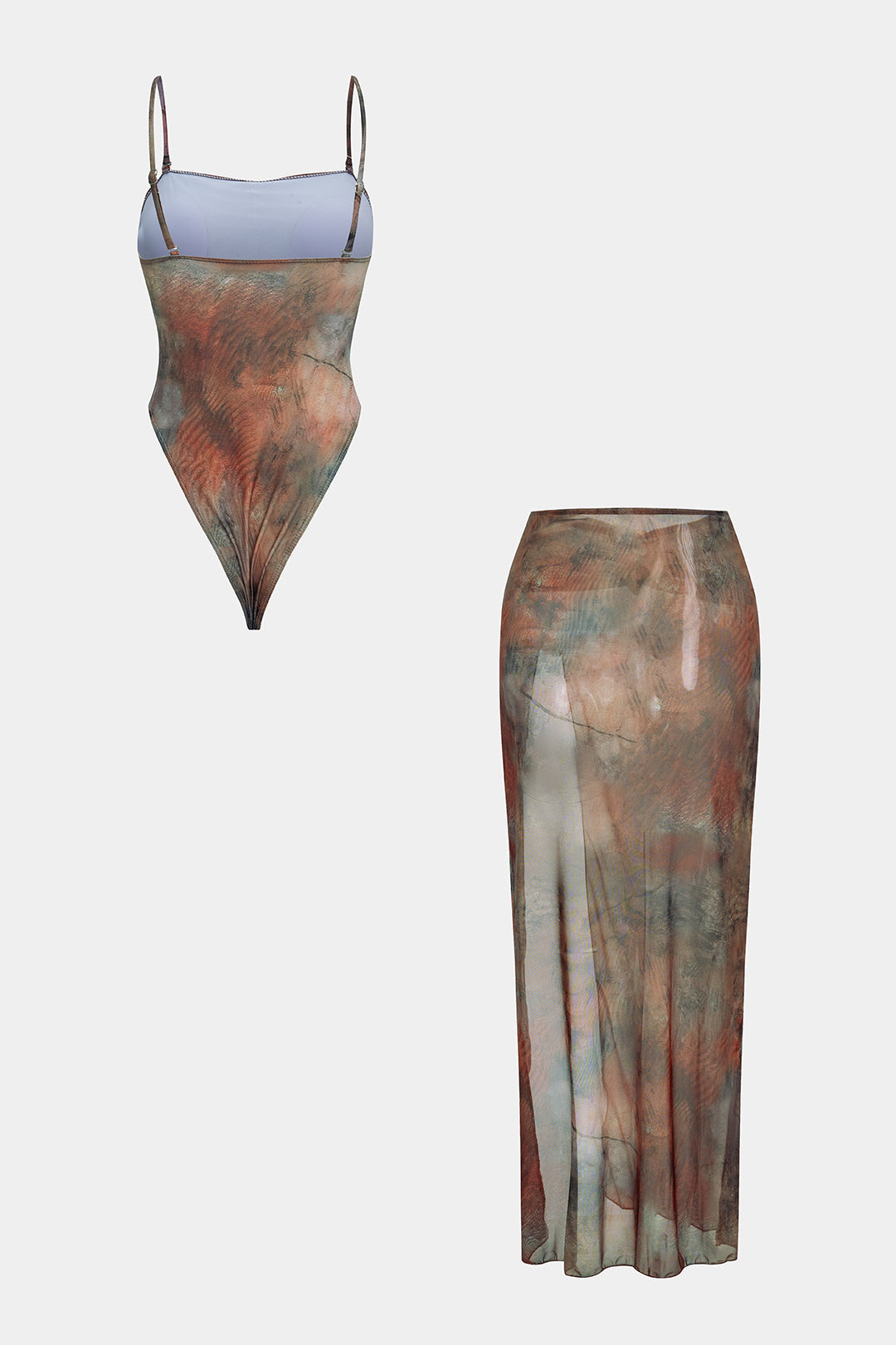 Bikini z siateczki z efektem tie dye i metalicznymi akcentami