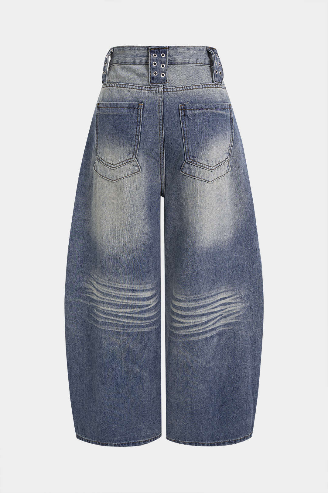 Szerokie Jeansy z Denimu z Ozdobnymi Przelotkami