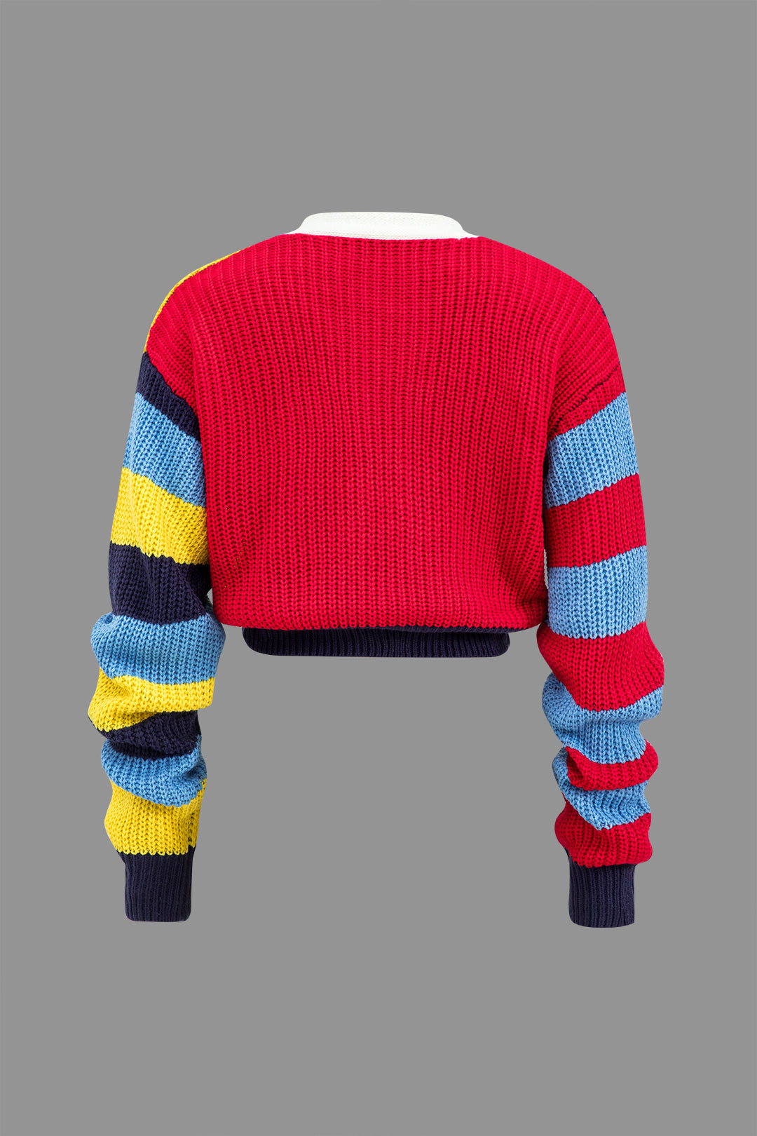 Sweter z dzianiny z kontrastowym motywem i guzikami