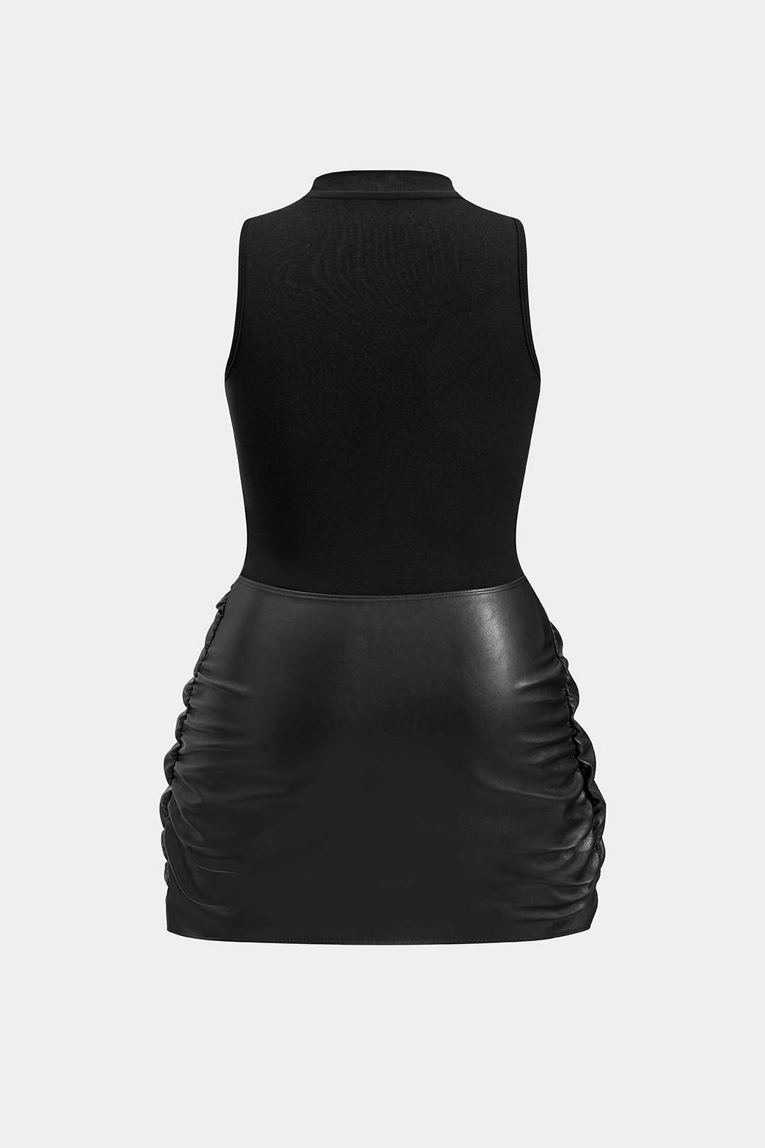 Mini sukienka z wiązaniem i różnorodnymi materiałami