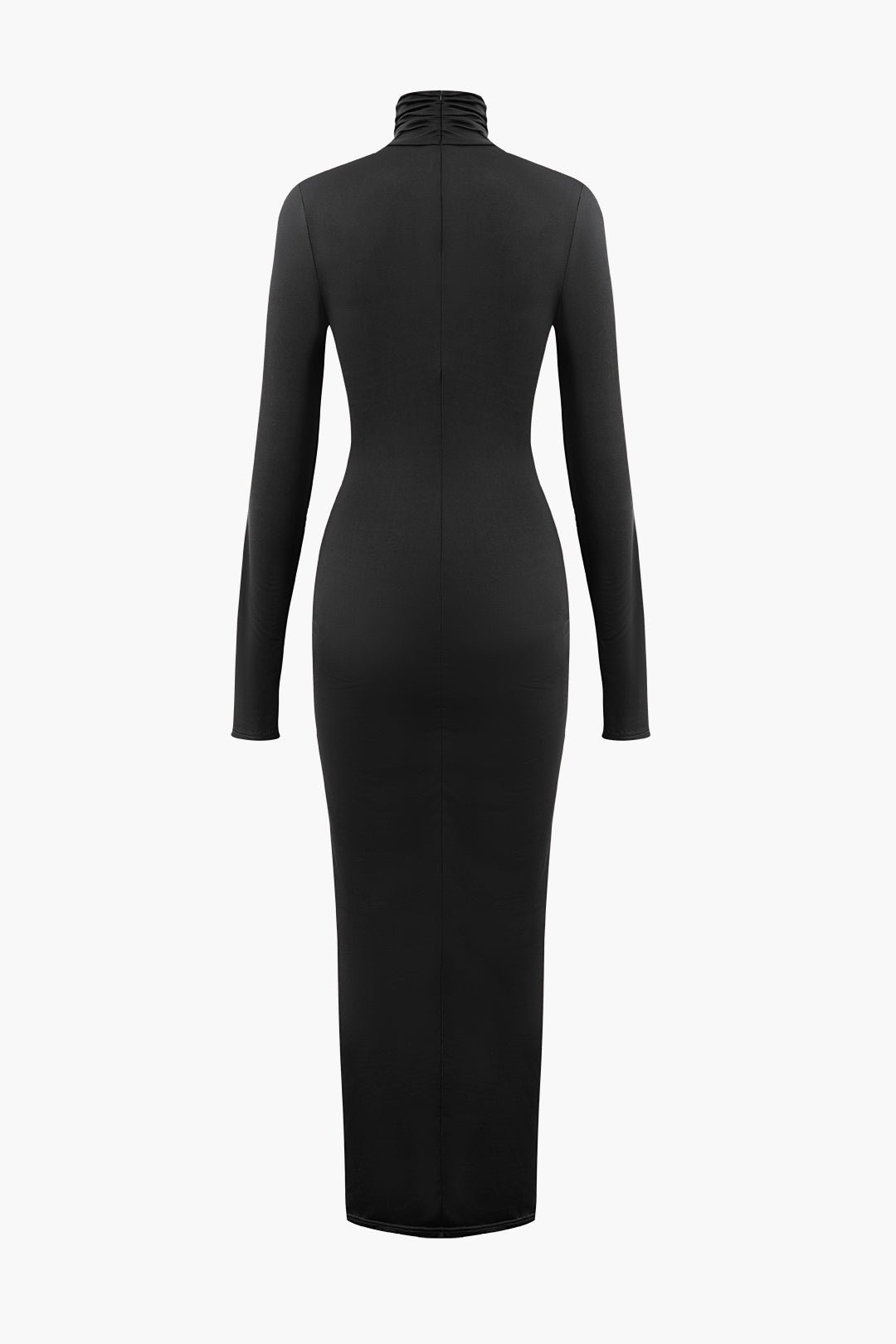 Maxi sukienka z golfem i marszczeniami