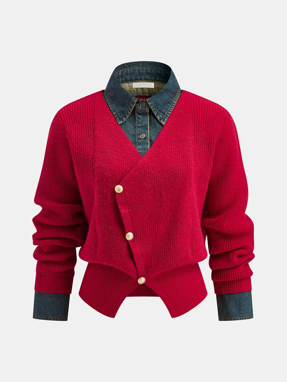 Sweter z kopertowym zapięciem i guzikami