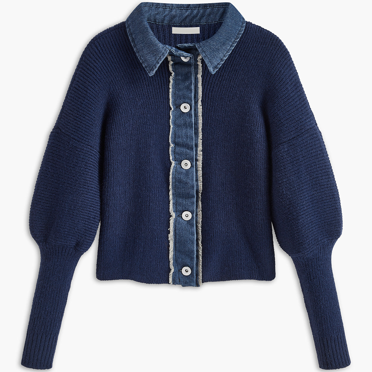 Sweter z detalami z dżinsu