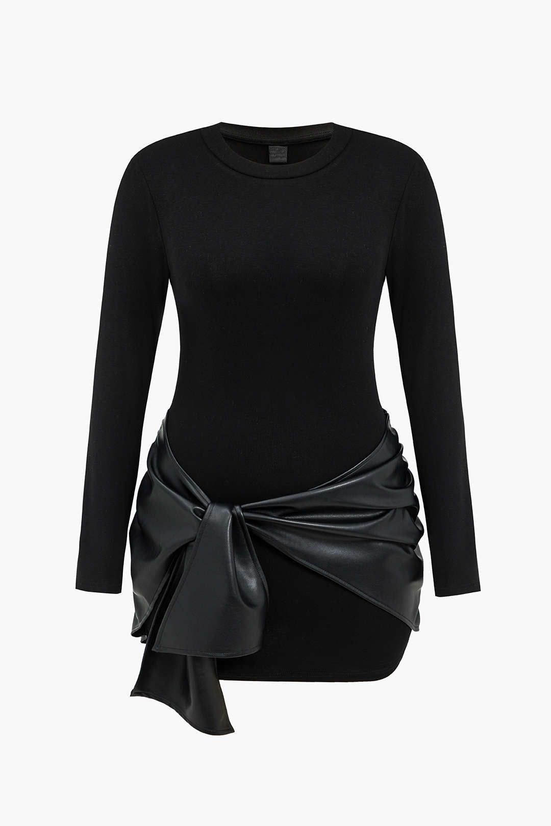 Mini sukienka plus size z ekoskóry i dzianiny