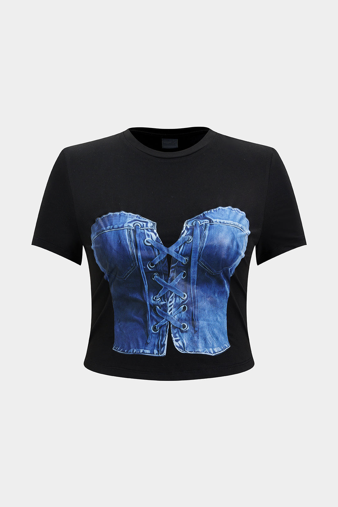 Koszulka z nadrukiem imitującym denim w rozmiarze plus