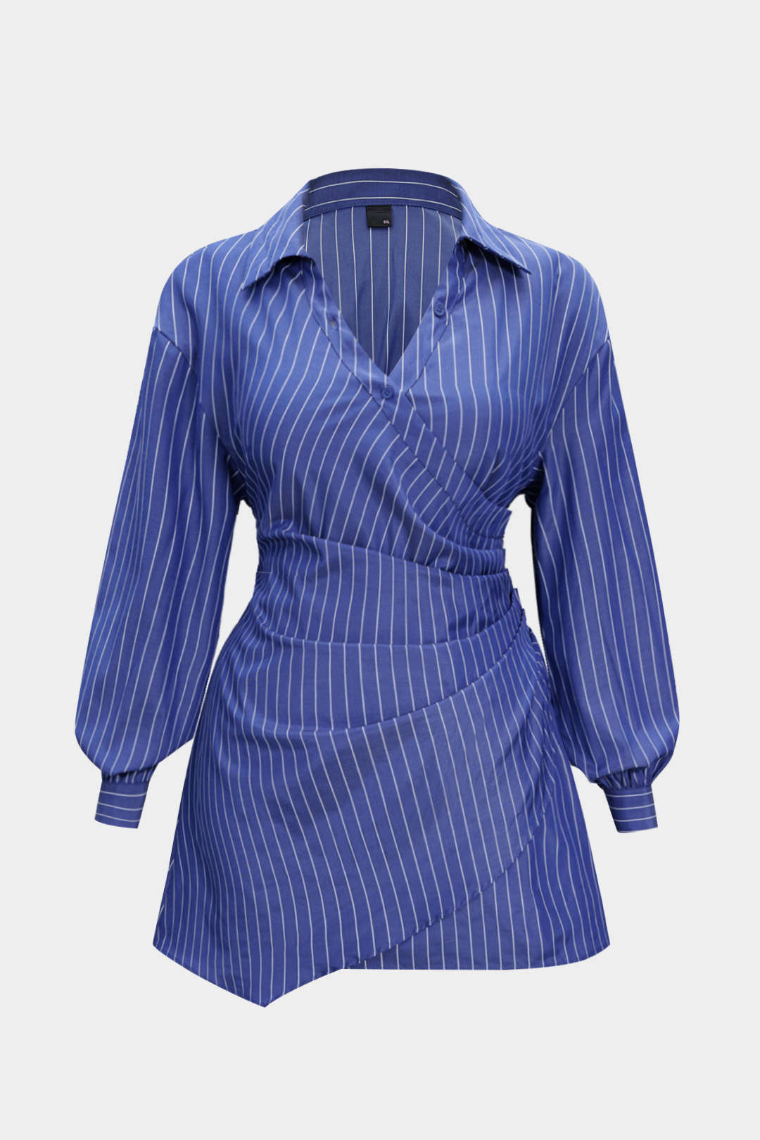 Dopasowana mini sukienka plus size w paski z marszczeniami