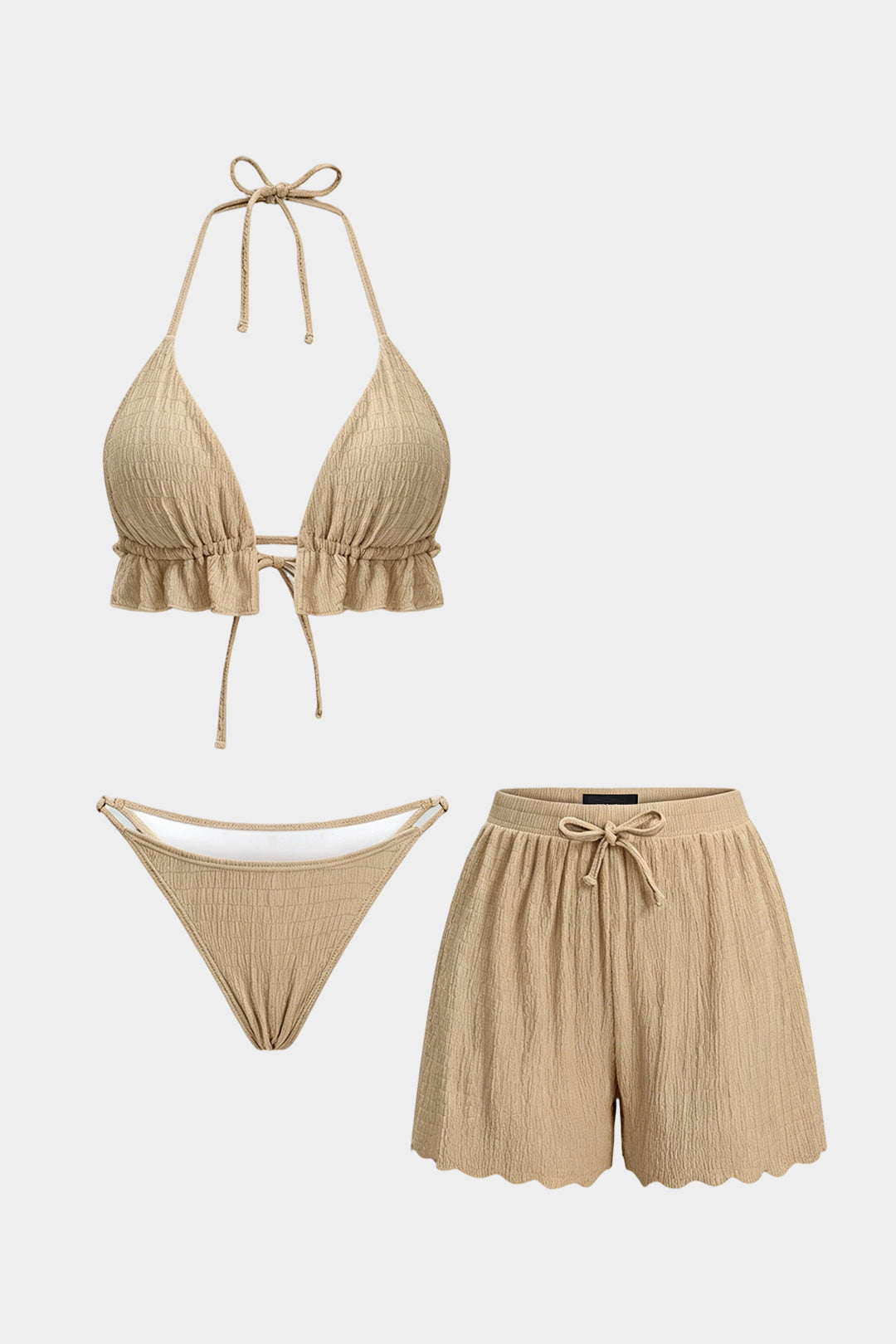 Bikini z teksturowanym topem i szortami