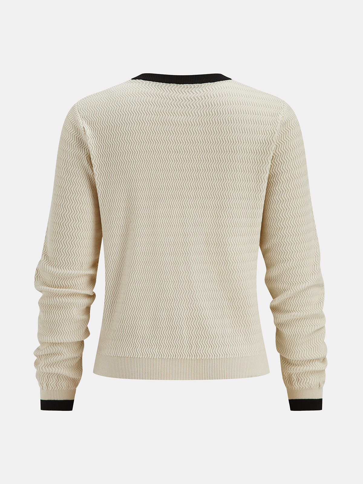 Sweter z kieszeniami i wzorem jodełki