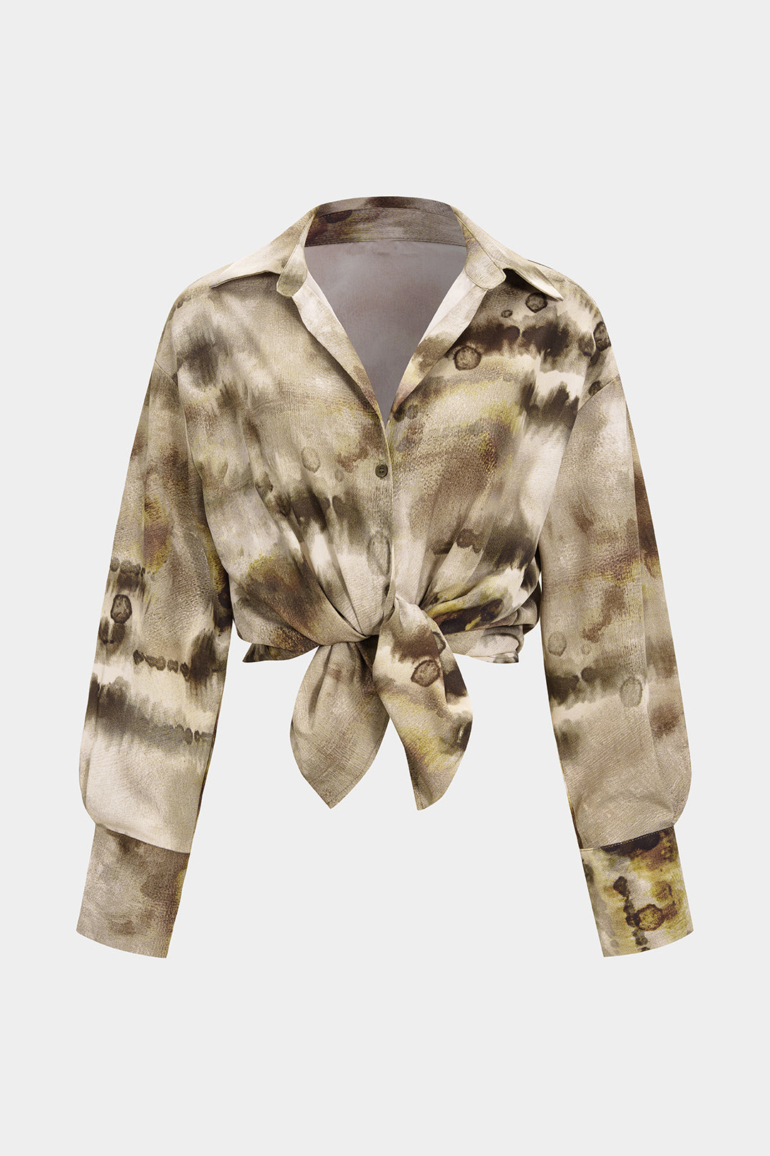 Koszula z długim rękawem z satyny z wzorem tie dye