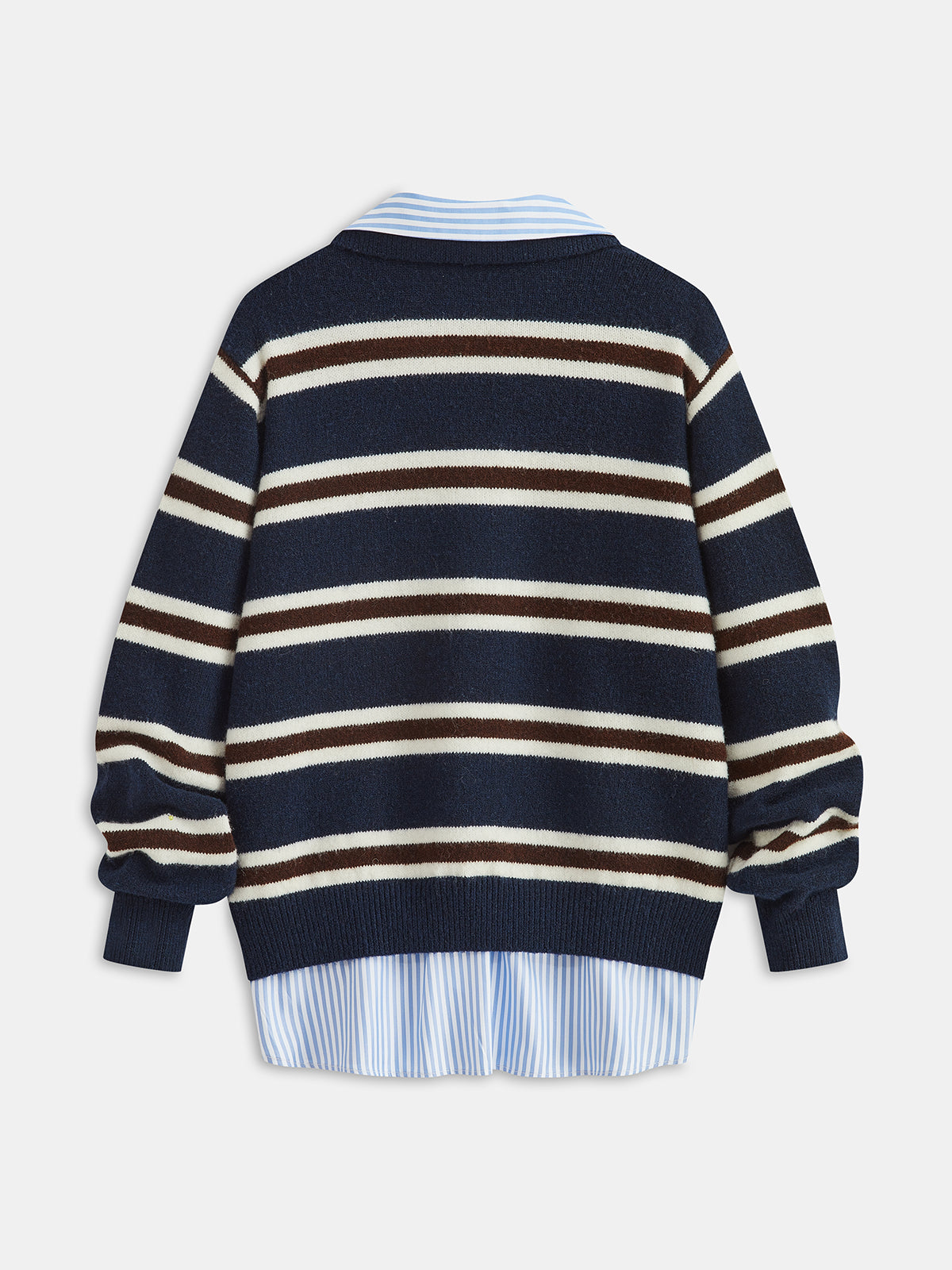 Pasiasty sweter polo z panelami