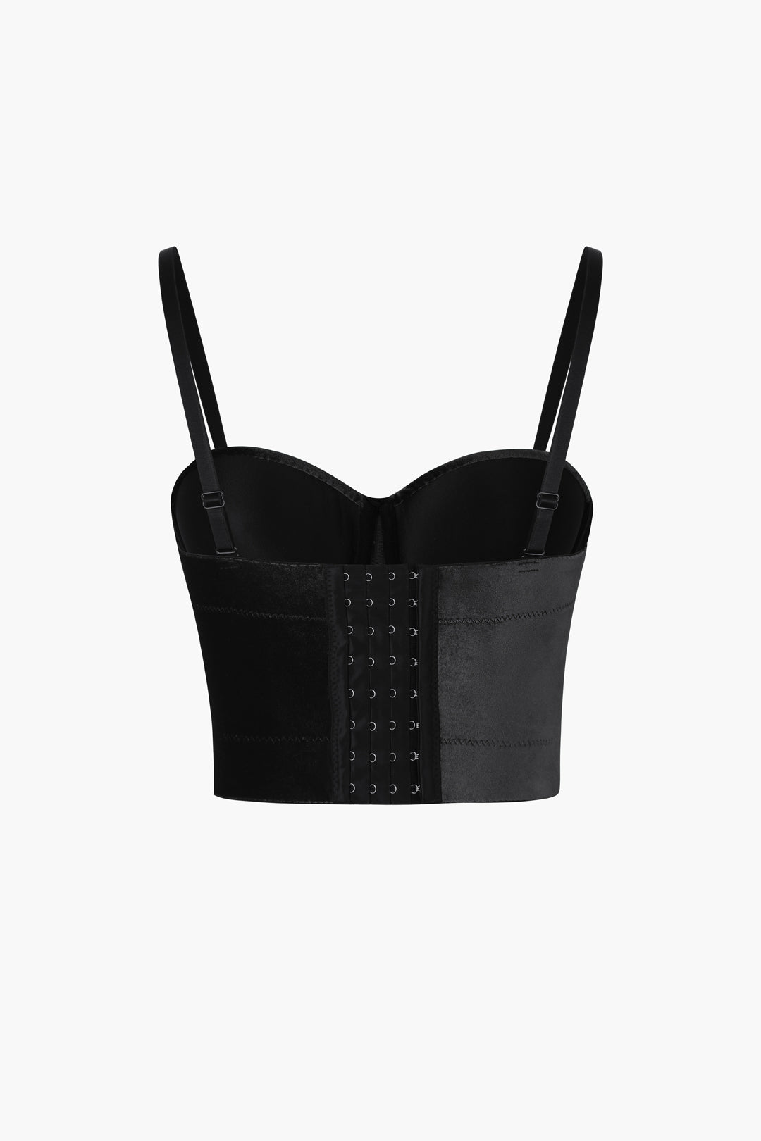 Aksamitny top bustier na cienkich ramiączkach