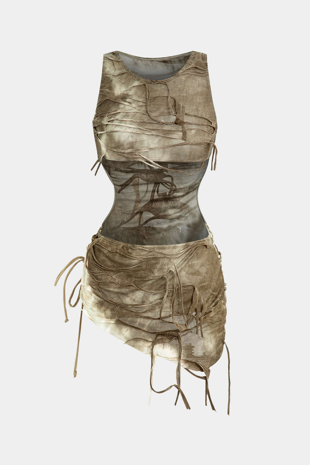 Komplet bikini z halką w motywie tie dye