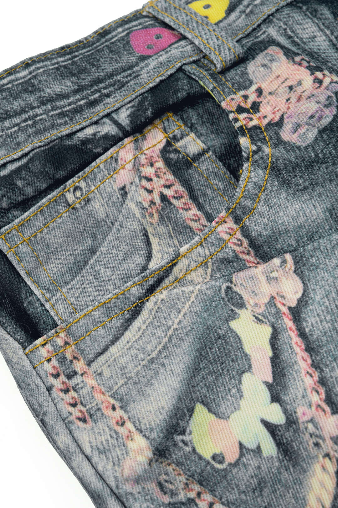 Szorty plus size z dżinsu z nadrukiem łańcuchów