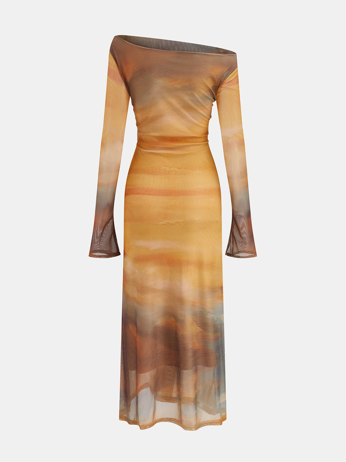Midi sukienka z siateczki z zachodnim tie dye