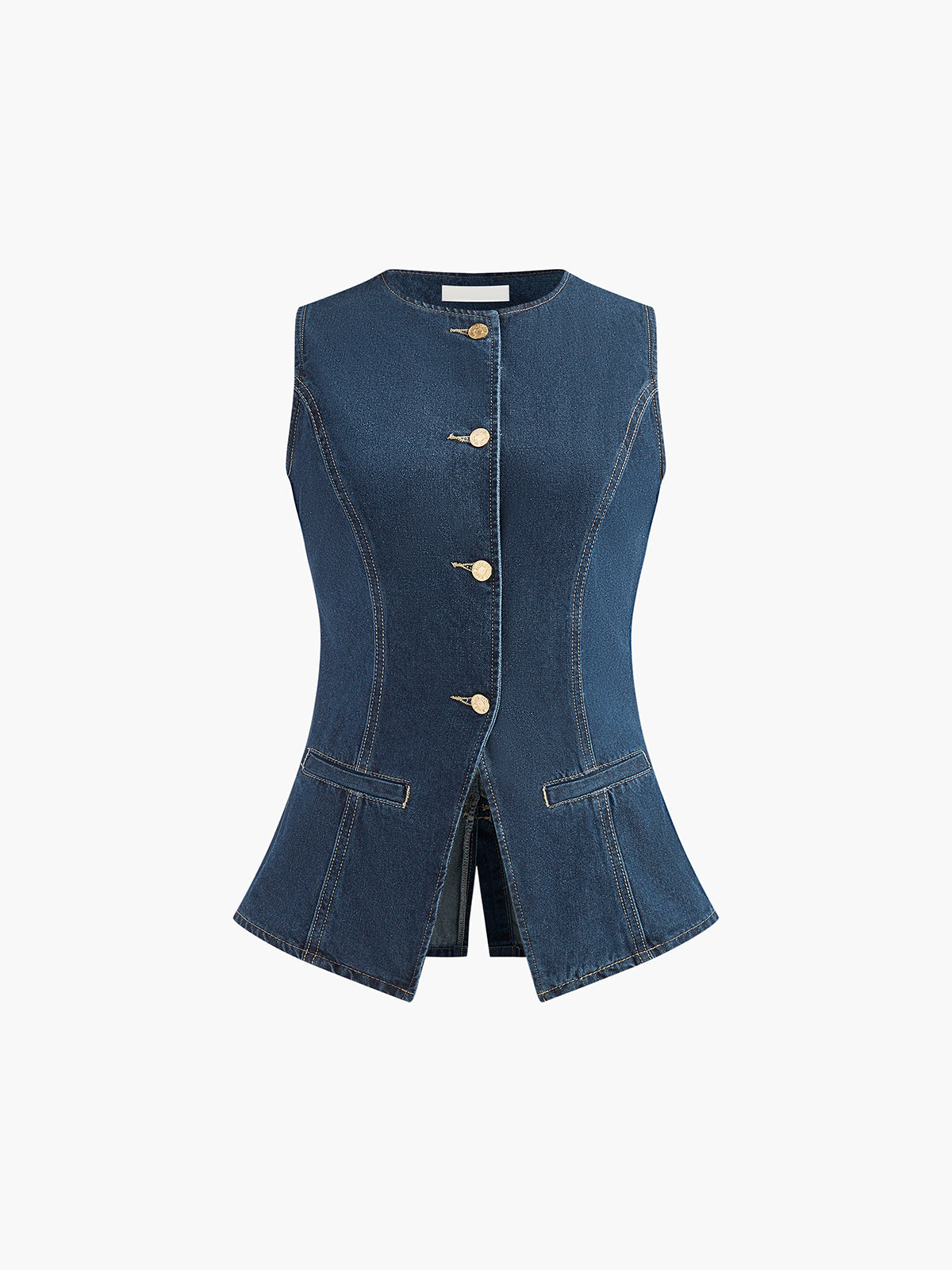 Zestaw z kamizelką jeansową i szortami peplum