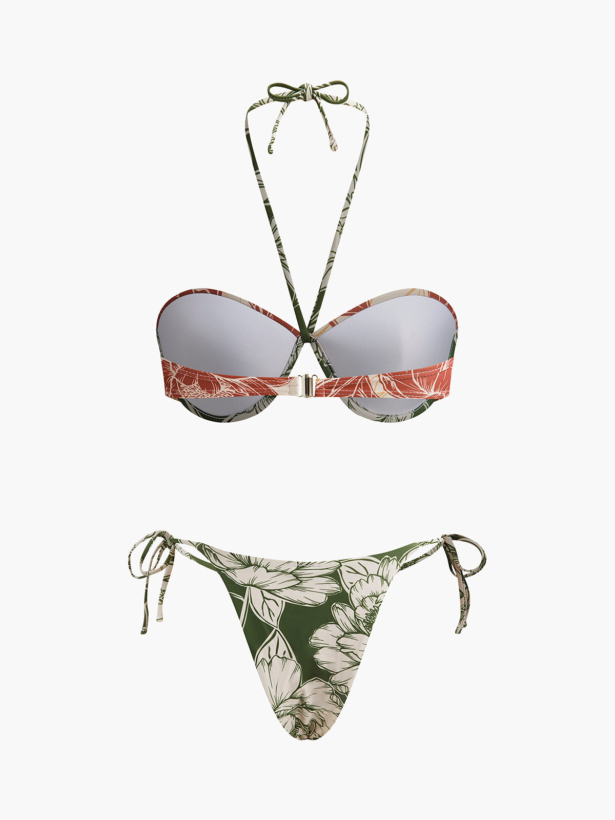 Bikini z kwiatowym wzorem i wiązaną spódnicą