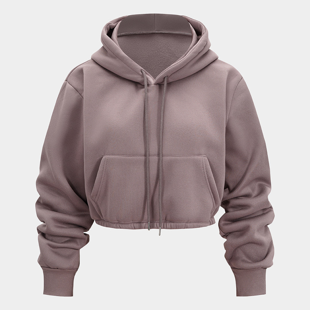 Damska krótka bluza z kapturem w stylu casual