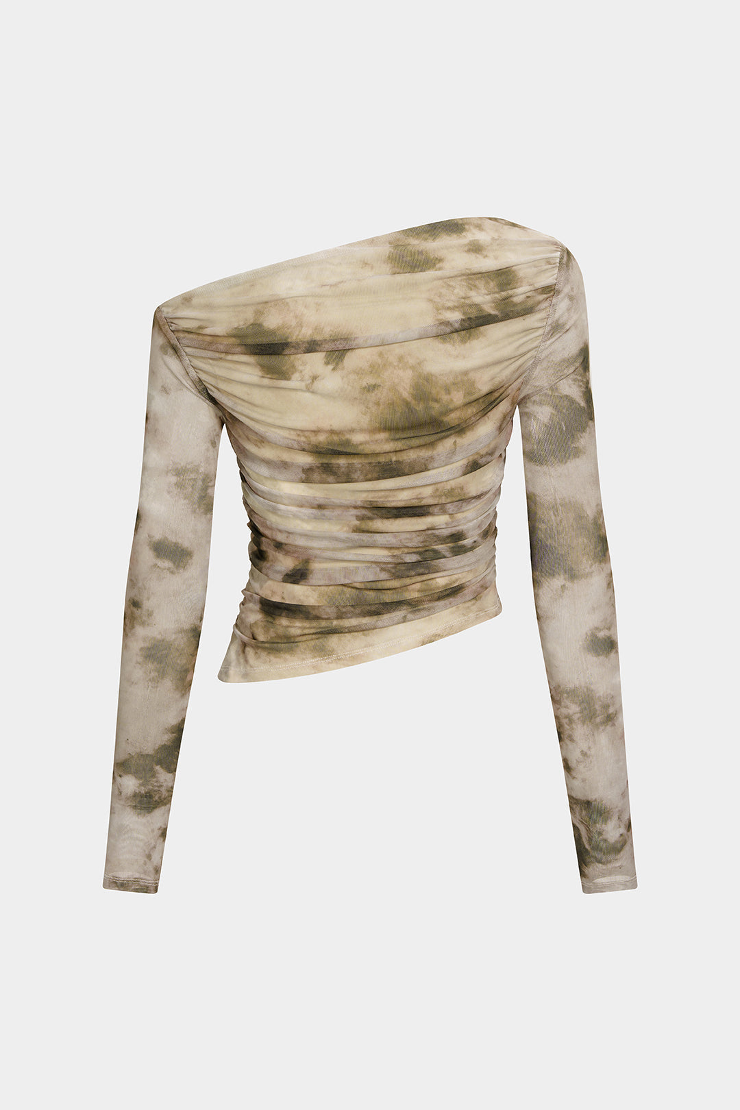 Asymetryczna bluzka z długim rękawem i marszczeniami