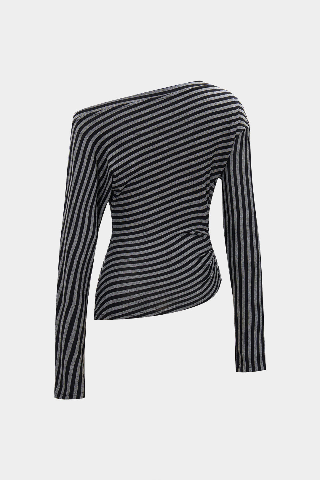 Asymetryczna bluzka prążkowana z długim rękawem