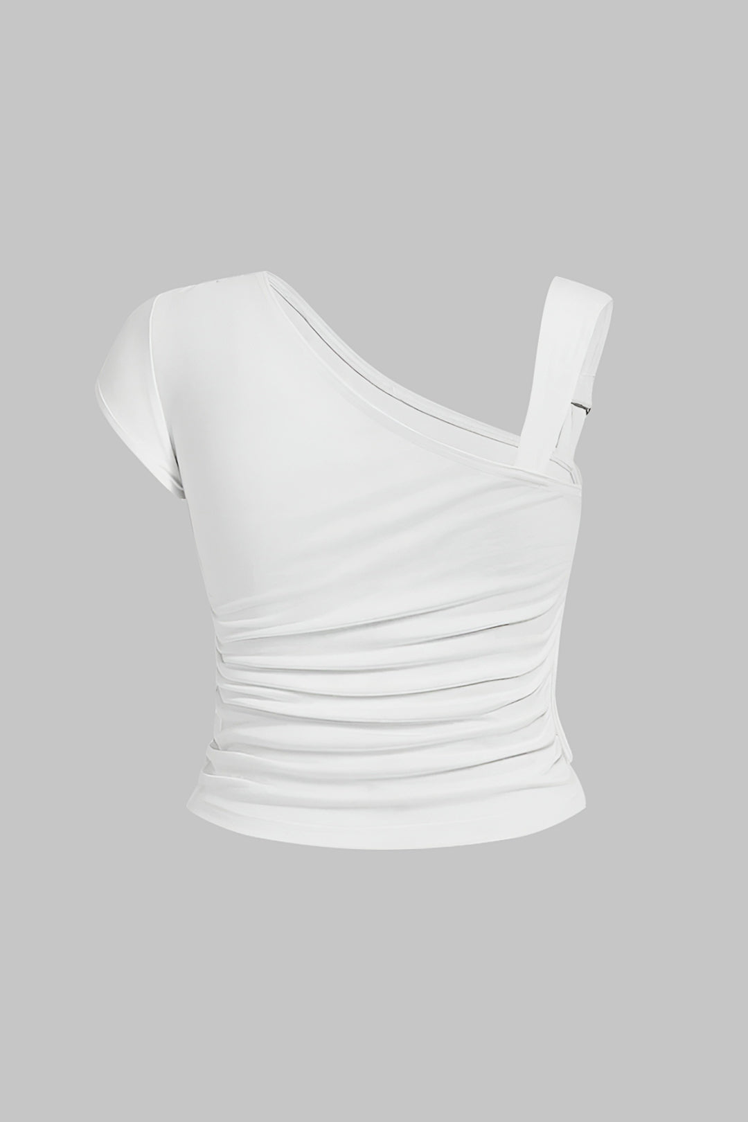 Asymetryczna bluzka z ozdobną klamrą na ramiączku