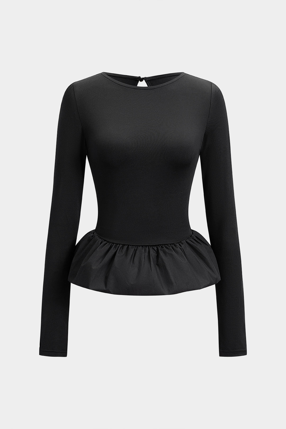 Bluzka dopasowana z długim rękawem i baskinką