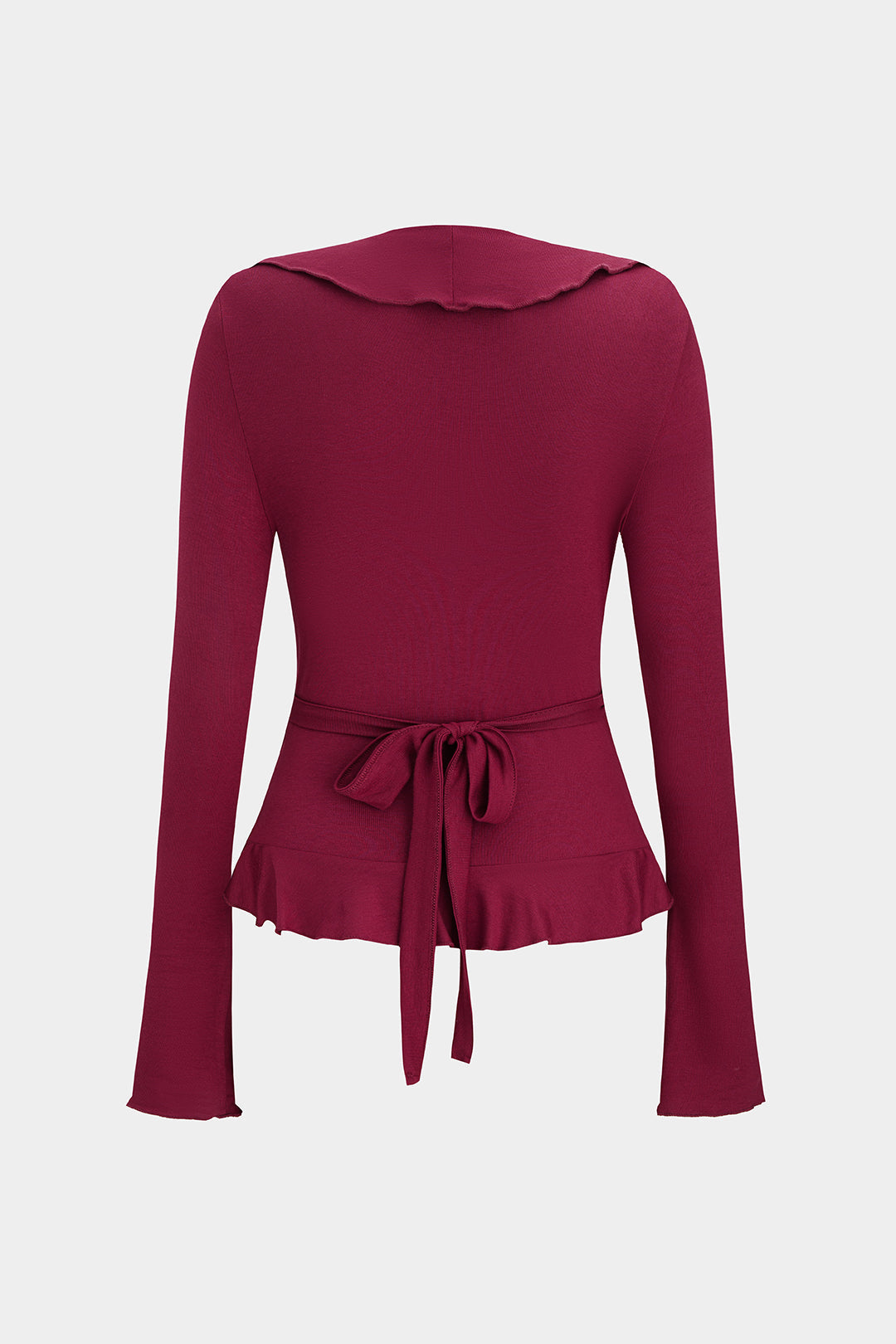 Bluzka kopertowa z długim rękawem i falbanami