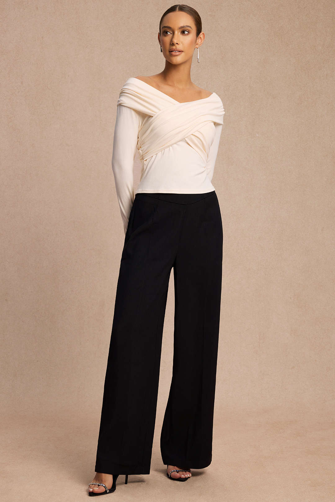 Bluzka z długim rękawem o kopertowym dekolcie