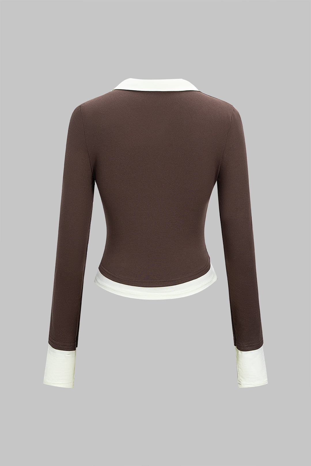 Bluzka z marszczeniem i kontrastowym kołnierzem