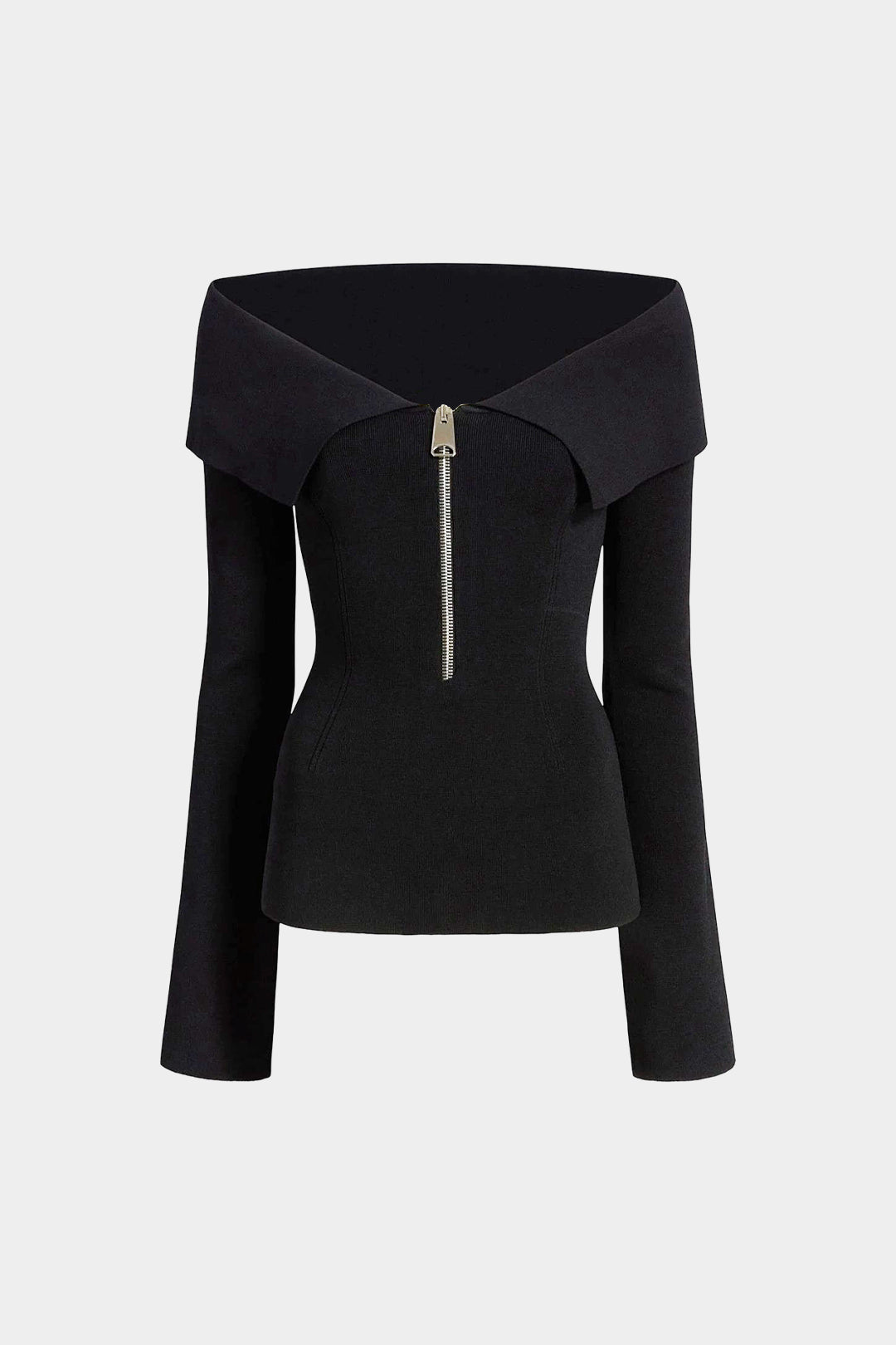 Bluzka z odkrytymi ramionami z pionowym zamkiem