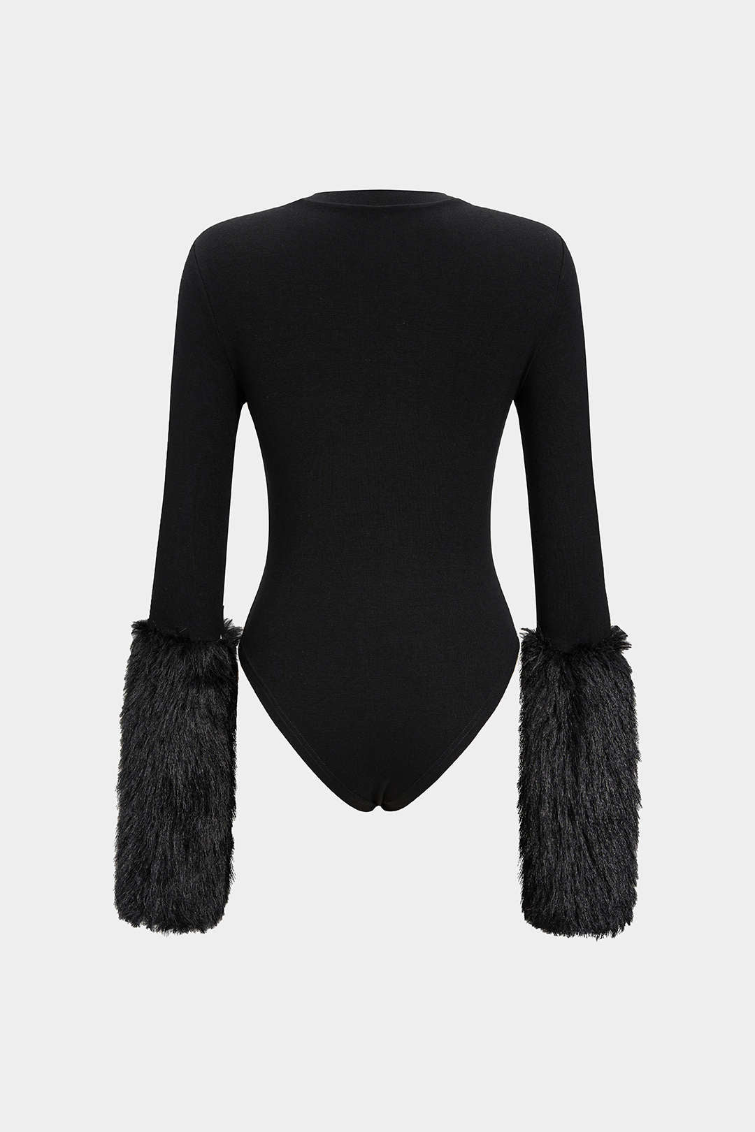 Body z długim rękawem z futrzanymi mankietami