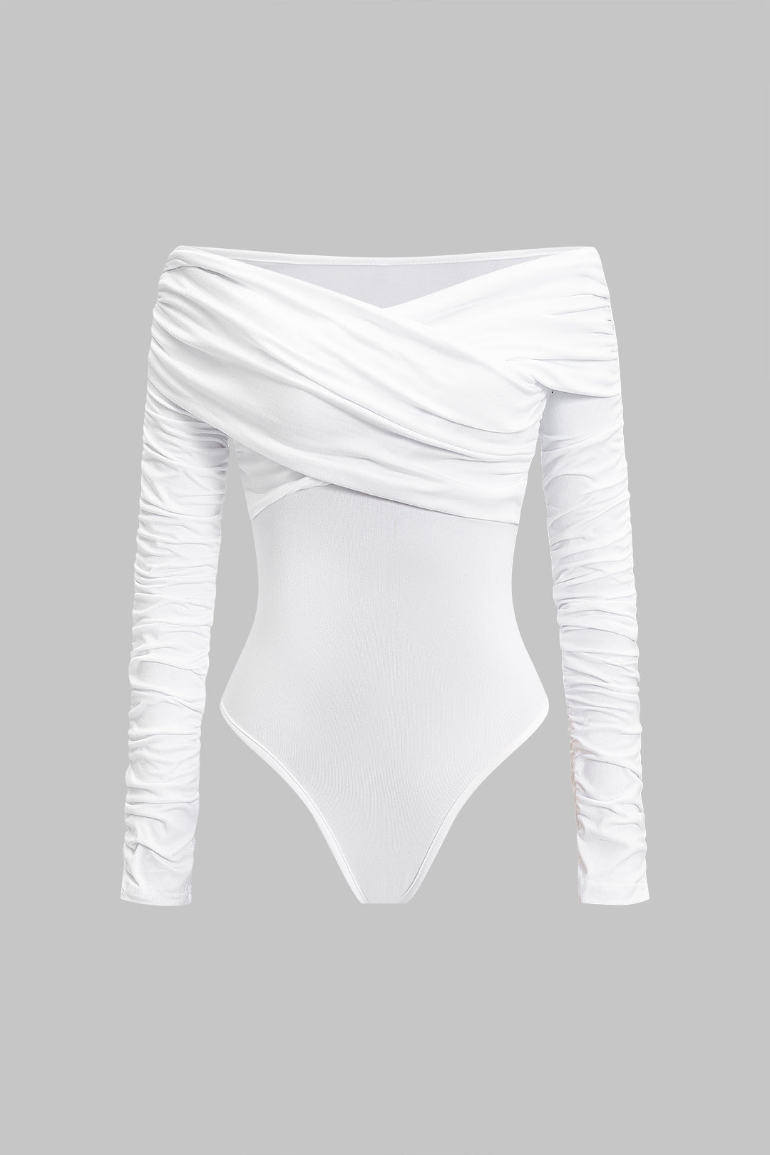 Body z długim rękawem i marszczeniami