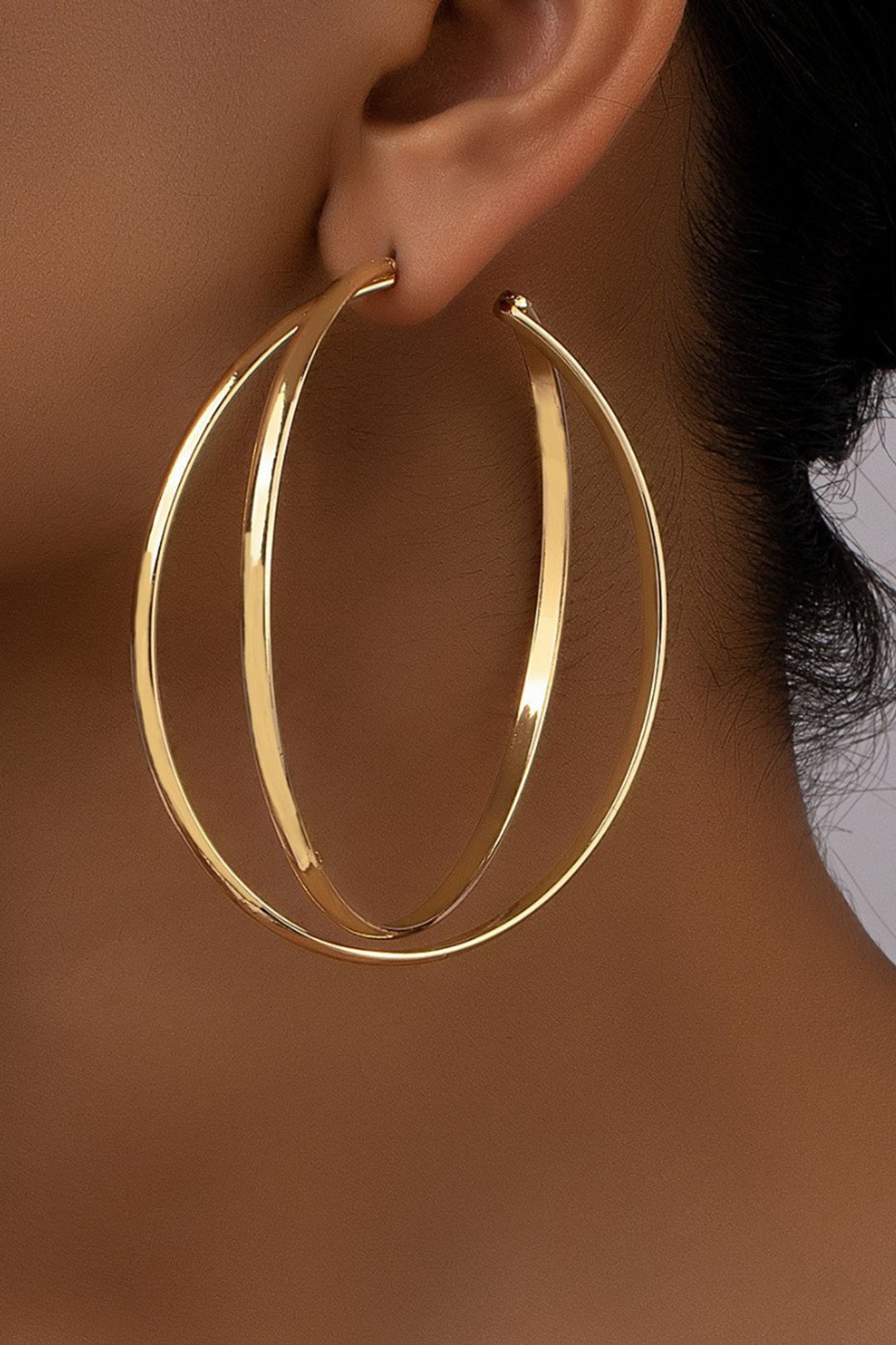 Kolczyki duże podwójne koła z gładką powierzchnią