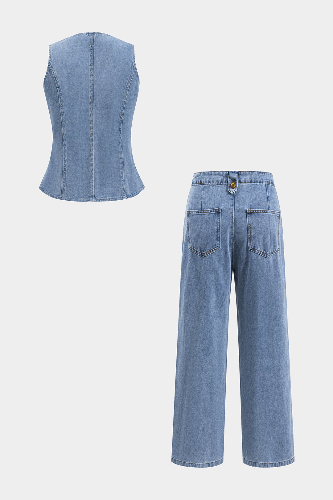 Komplet damski z taliowaną kamizelką i spodniami do kostek