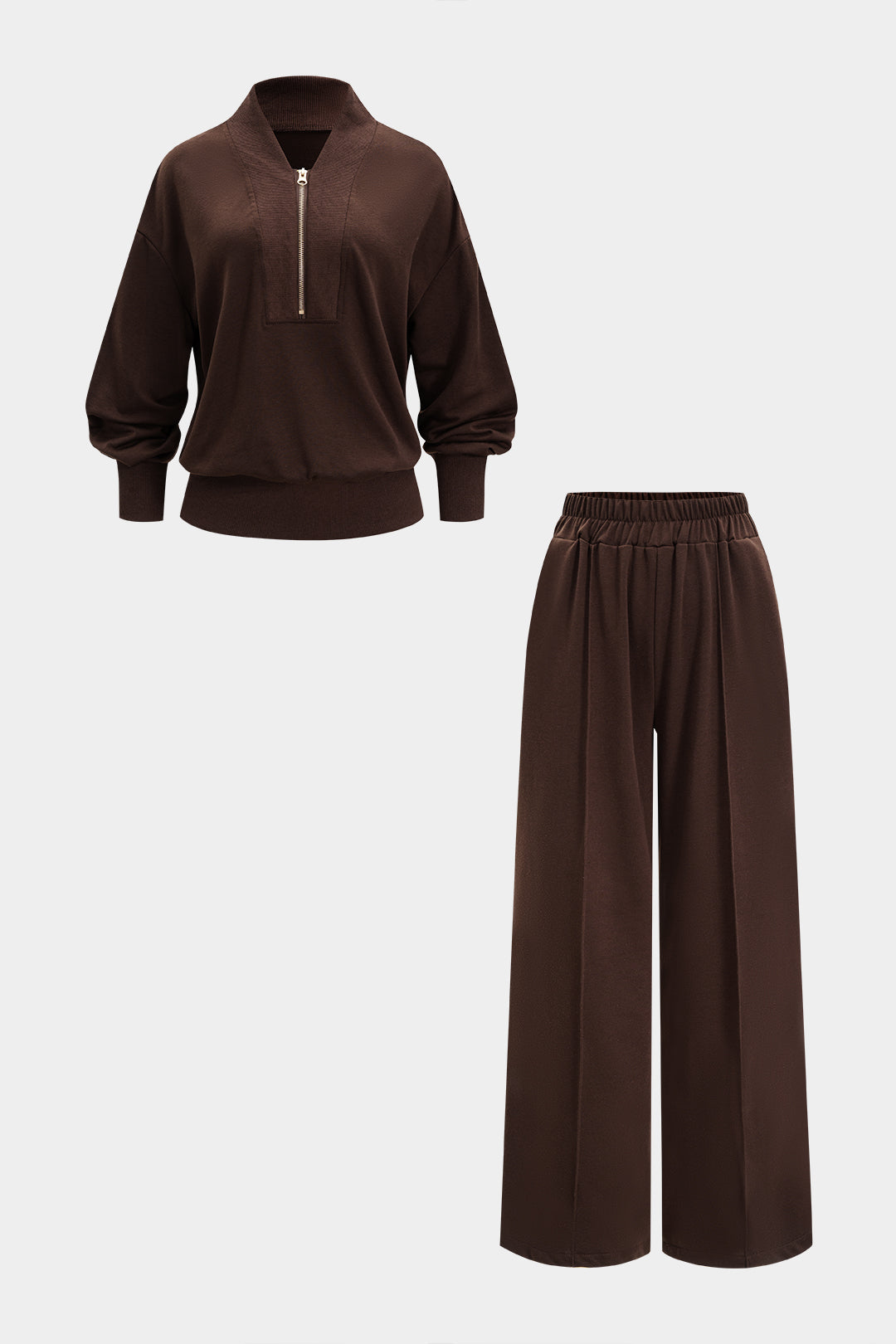 Komplet dresowy z szerokimi nogawkami i zamkiem