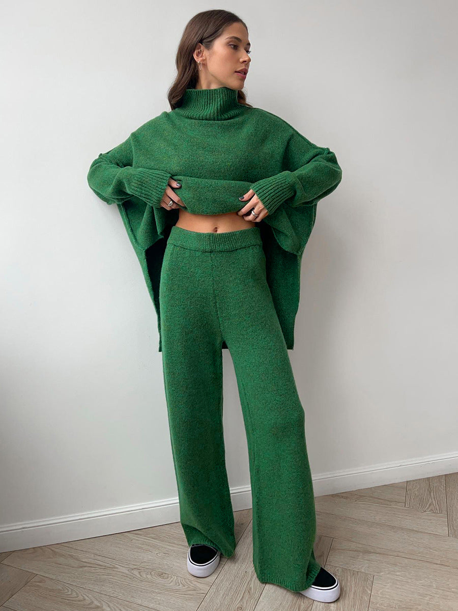 Komplet z golfem i długą spódnicą z dzianiny