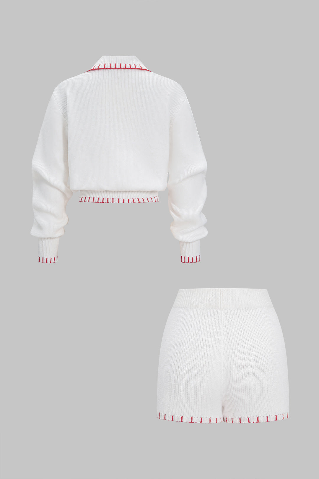 Komplet dzianinowy ze swetrem i krótkimi spodenkami