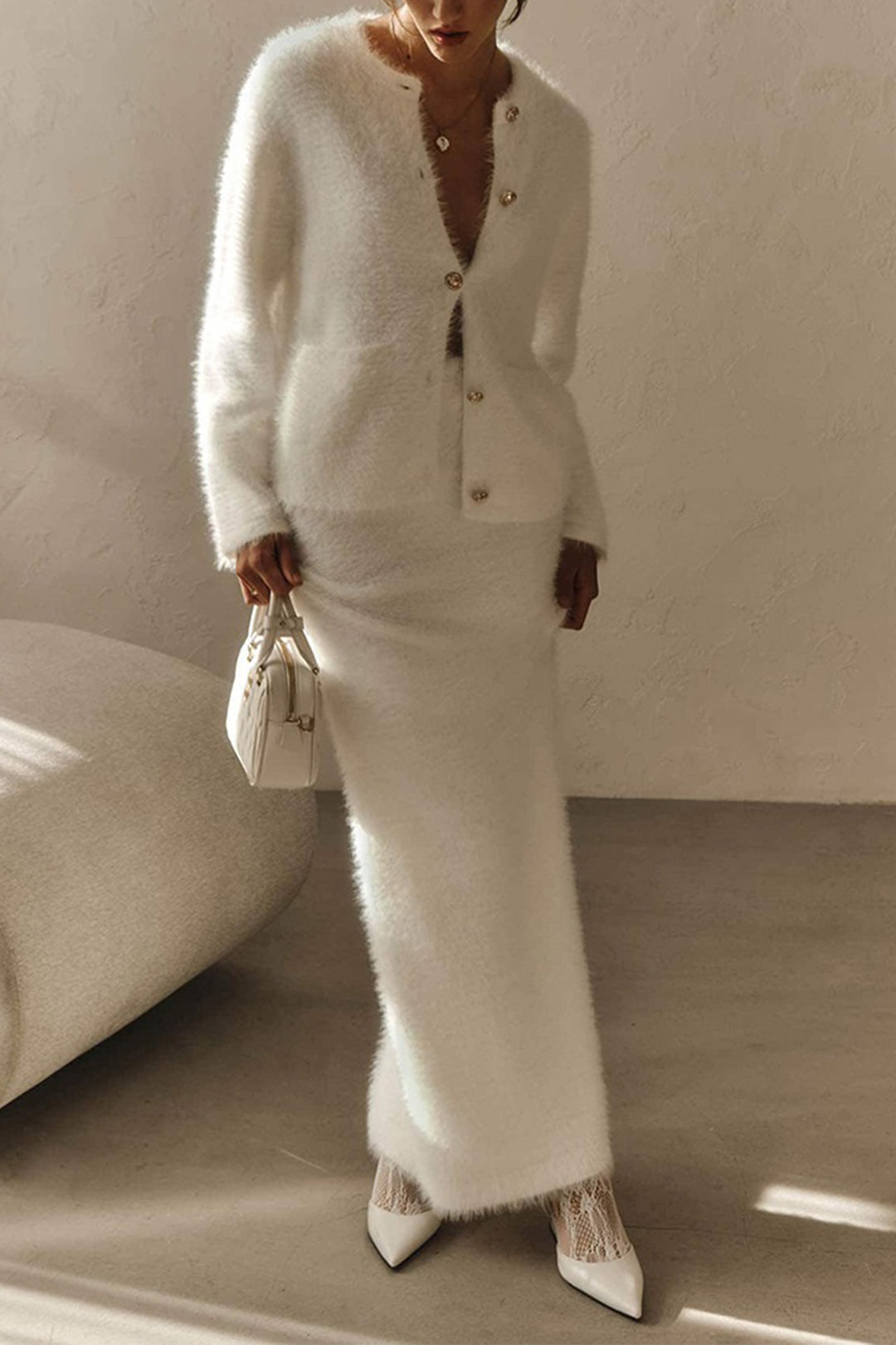 Elegancki komplet z marynarką i spódnicą maxi